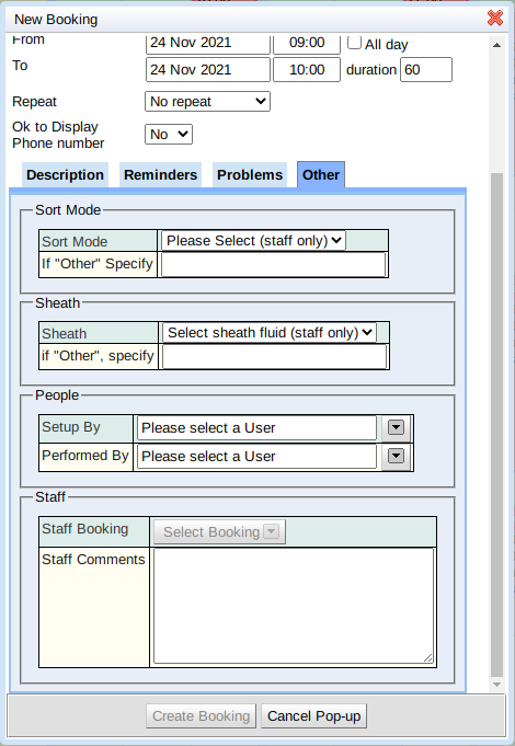 booking popup after captions